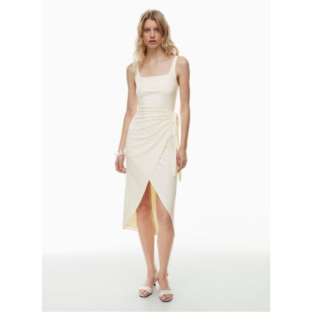 Aritzia Wilfred Saturn Wrap Dress White Sleeveless Womens Size L‎